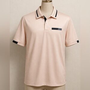 Men's Light Cream Polo Shirt with Contrast Trim
